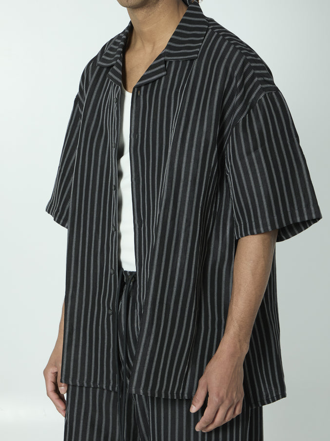 Willy Chavarria Striped Camp Collar Shirt