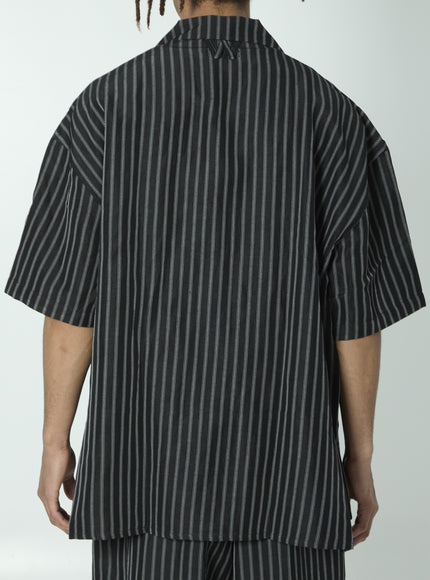 Willy Chavarria Striped Camp Collar Shirt