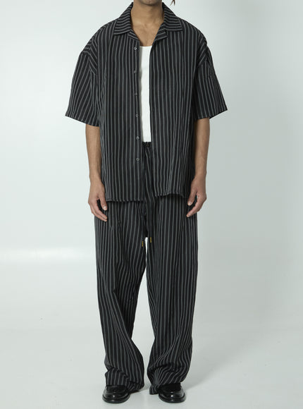 Willy Chavarria Striped Camp Collar Shirt