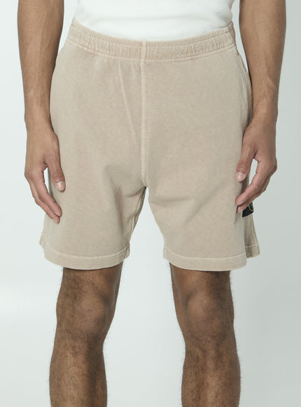 Stone Island Cotton Fleece Shorts Beige