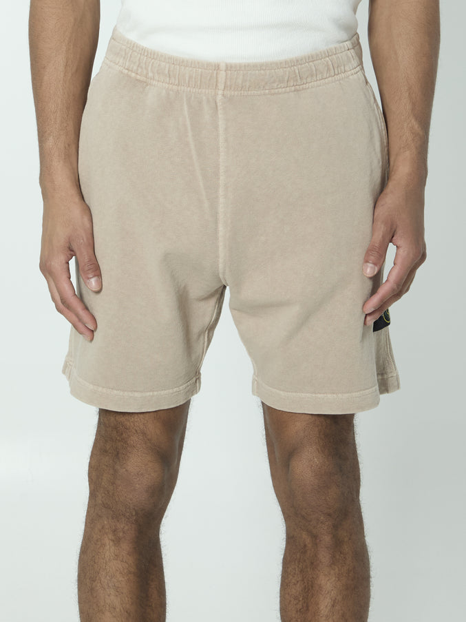 Stone Island Cotton Fleece Shorts Beige