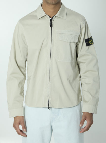 Stone Island Organic Cotton Satin Overshirt Grey