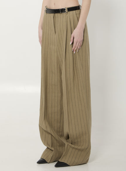 Dolce & Gabbana Pinstriped Virgin Wool And Linen Trousers