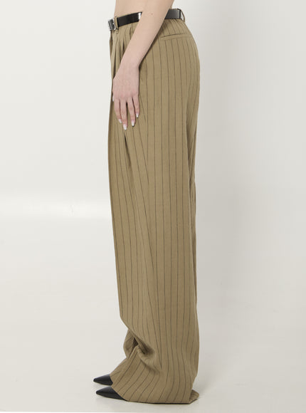 Dolce & Gabbana Pinstriped Virgin Wool And Linen Trousers