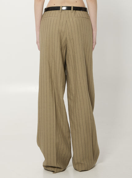 Dolce & Gabbana Pinstriped Virgin Wool And Linen Trousers