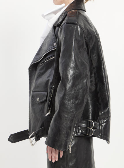 Saint Laurent Hammered Leather Biker Jacket