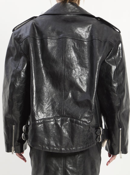 Saint Laurent Hammered Leather Biker Jacket