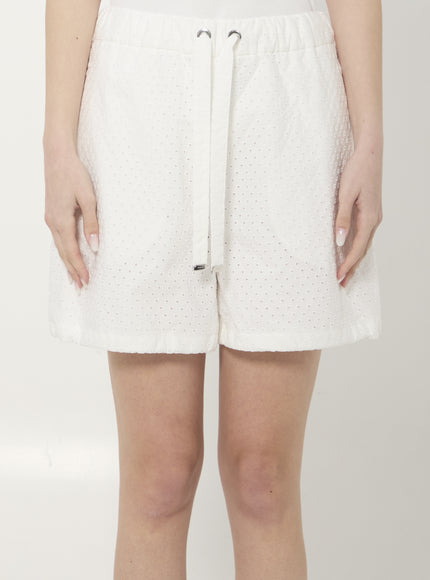 Moncler Cotton Poplin And San Gallo Shorts White
