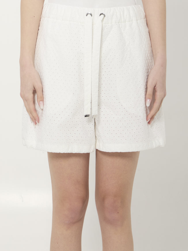 Moncler Cotton Poplin And San Gallo Shorts White