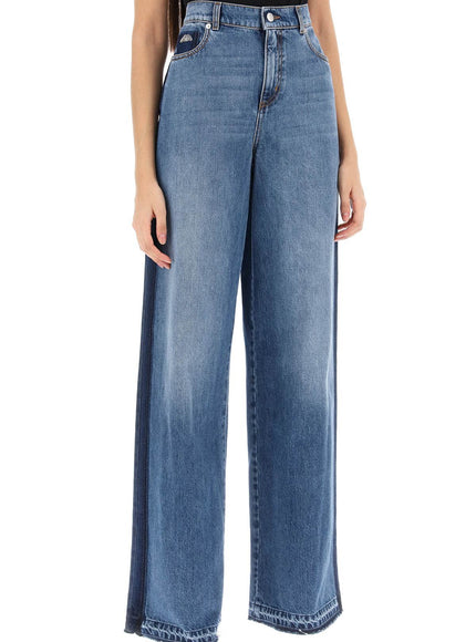 Alexander Mcqueen wide leg jeans with contrasting details