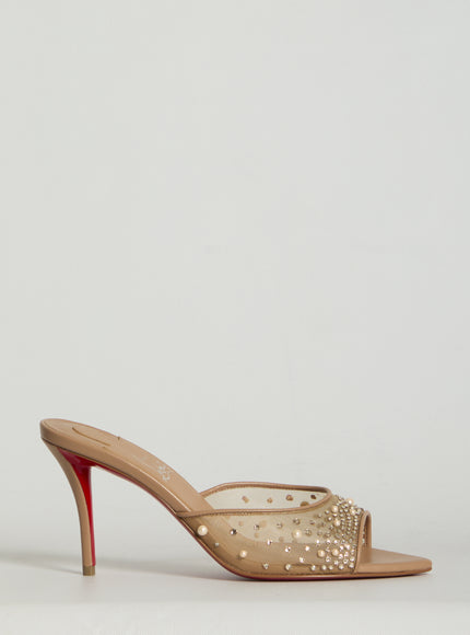 Christian Louboutin Miss Z Desgrastrass Pearl Mules Beige