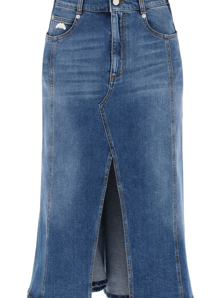 Alexander Mcqueen washed denim midi skirt