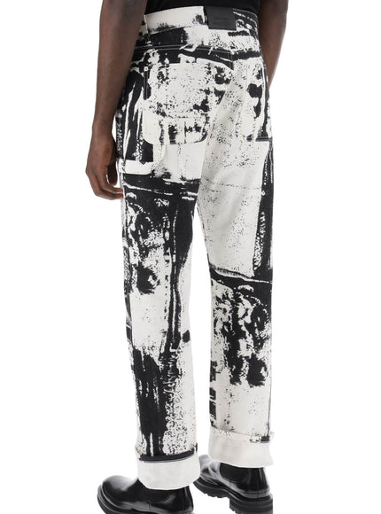 Alexander Mcqueen fold print workwear jeans