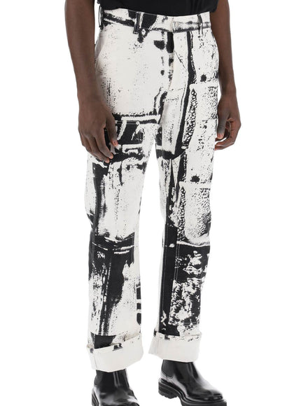 Alexander Mcqueen fold print workwear jeans