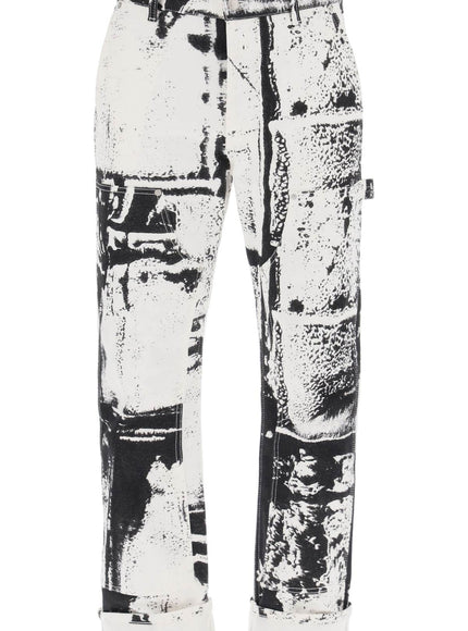 Alexander Mcqueen fold print workwear jeans