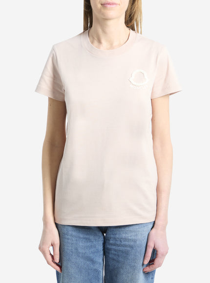 Moncler T-shirt With Embroidered Logo Pink