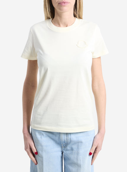 Moncler T-shirt With Embroidered Logo Cream