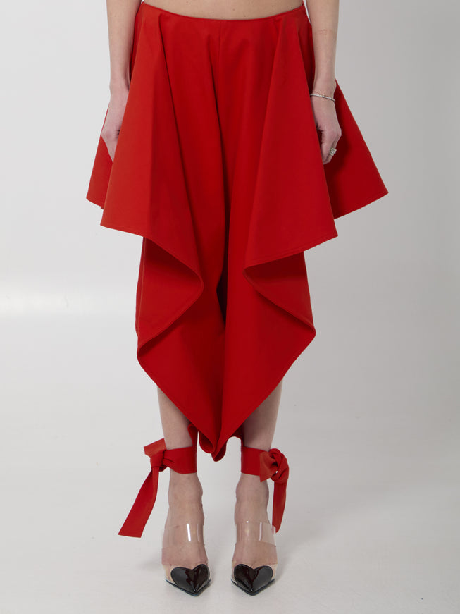 Alaia Cotton Panel Pants Red