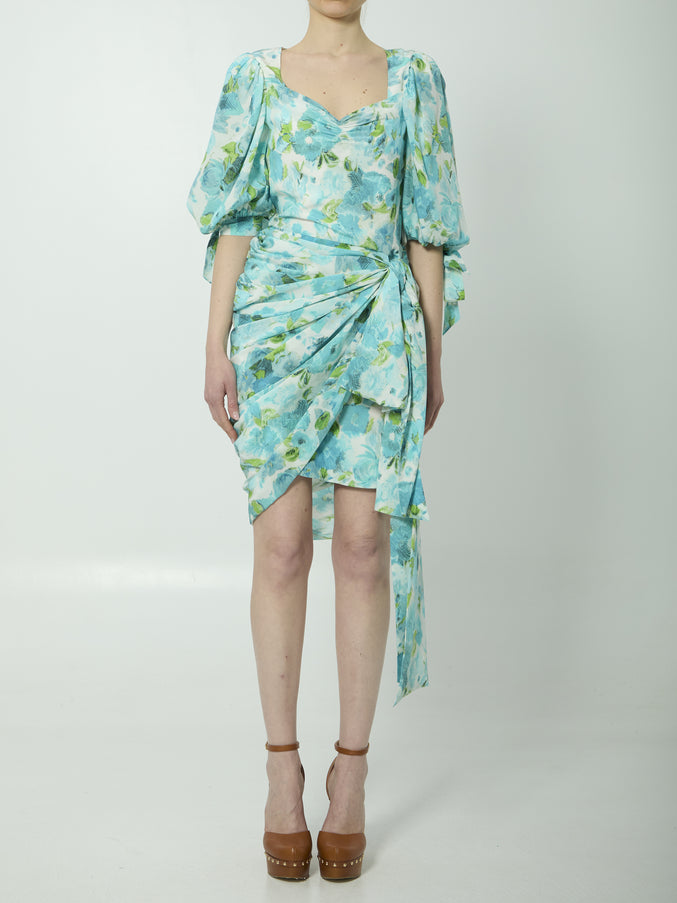 Chloe Printed Silk Midi Dress 36 White