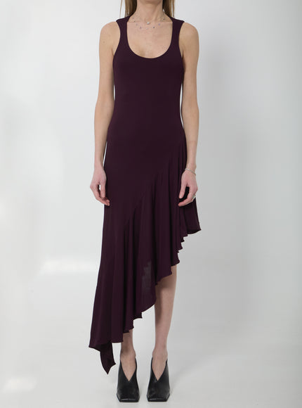 Alaia Fluid Jersey Asymmetric Dress Bordeaux