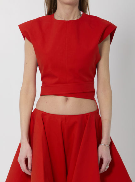 Alaia Cotton Top With Belt Red