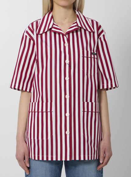 Dolce & Gabbana Striped Poplin Shirt Bordeaux