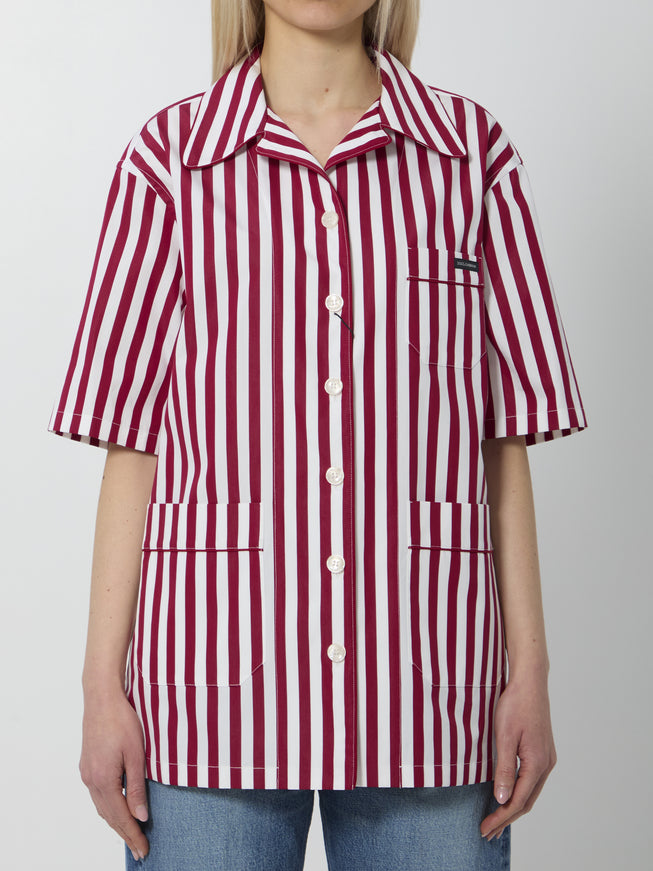 Dolce & Gabbana Striped Poplin Shirt Bordeaux