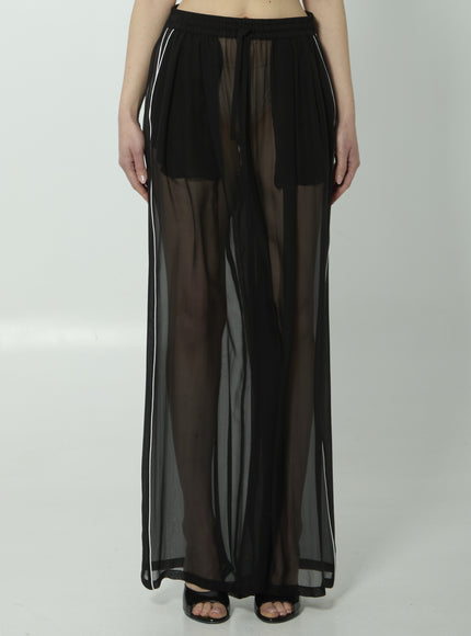 Dolce & Gabbana Silk Chiffon Trousers Black