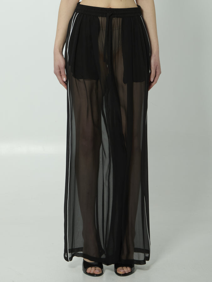 Dolce & Gabbana Silk Chiffon Trousers Black