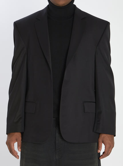 Balenciaga Tailored Jacket In Twill And Jersey 1 Black