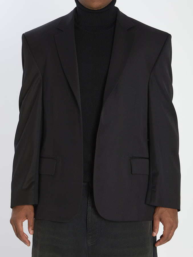 Balenciaga Tailored Jacket In Twill And Jersey 1 Black