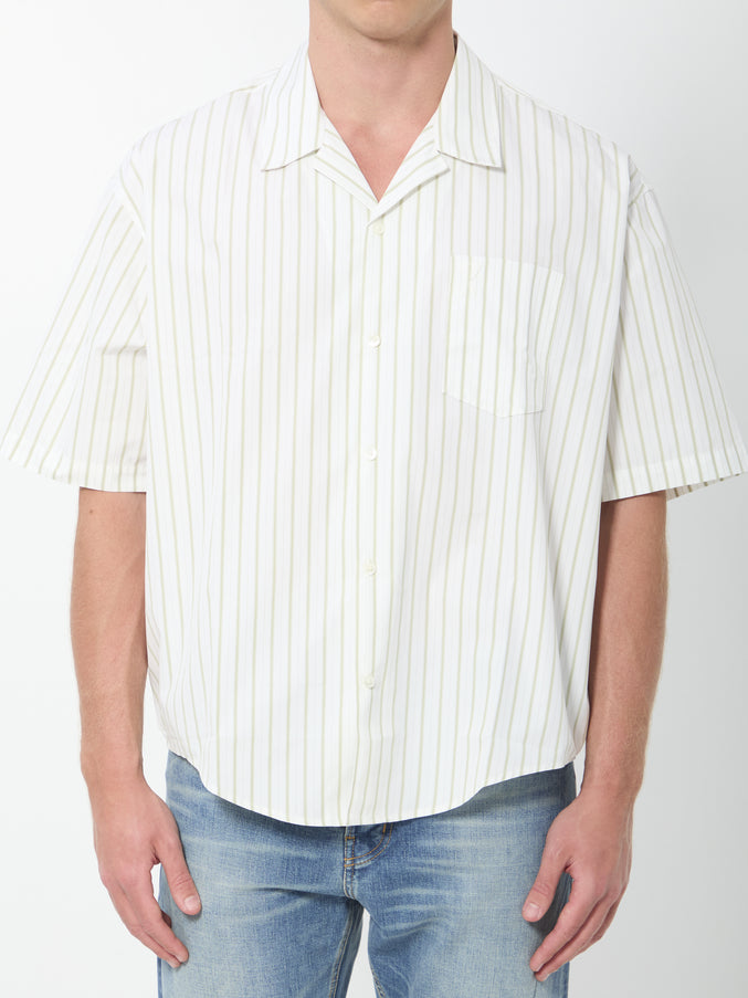 Ami Paris Striped Boxy Shirt White