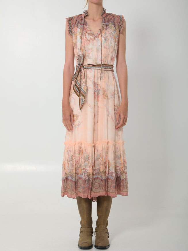 Zimmermann Alchemy Midi Fluid Dress Pink