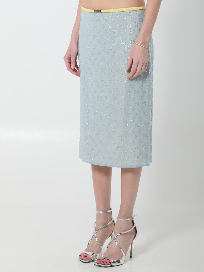 Gucci Skirt In Silk Chiffon With Crystals