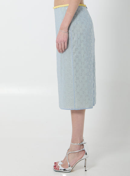 Gucci Skirt In Silk Chiffon With Crystals