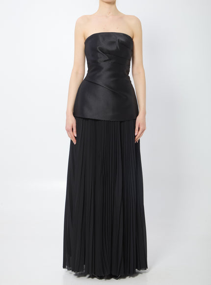 Solace London Claudette Pleated Maxi Gown Black