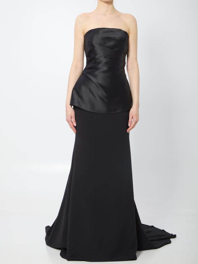 Solace London Alia Strapless Maxi Gown Black