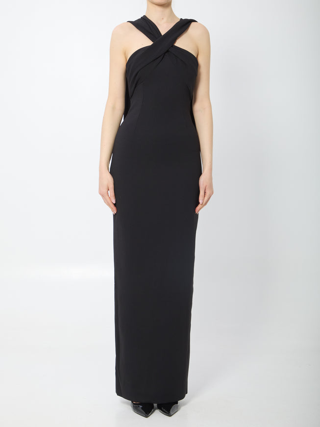 Solace London Rona Crossover Halter Maxi Dress Black