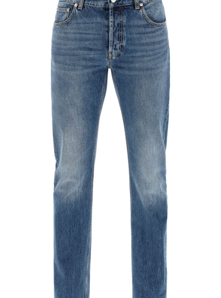 Alexander Mcqueen straight leg jeans with faux pocket on the back.