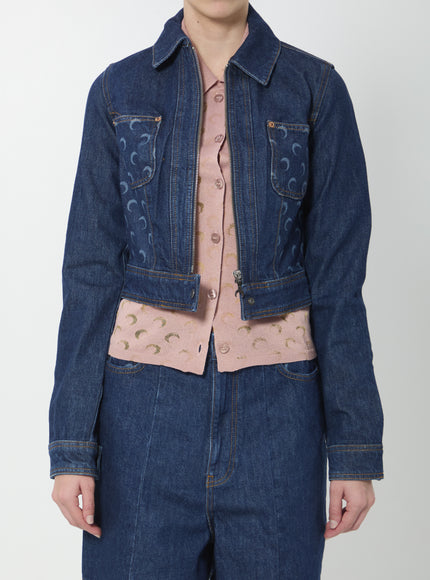 Marine Serre Midnight Trucker Jacket Blue