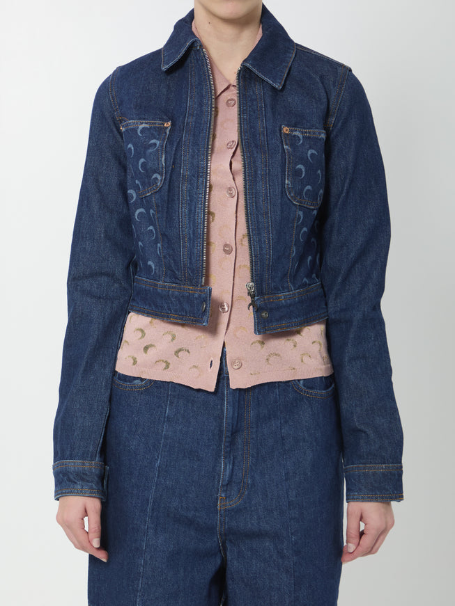 Marine Serre Midnight Trucker Jacket Blue