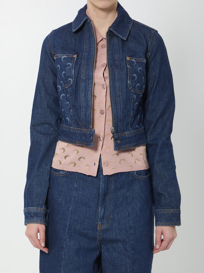 Marine Serre Midnight Trucker Jacket Blue