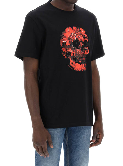 Alexander Mcqueen wax flower skull printed t-shirt