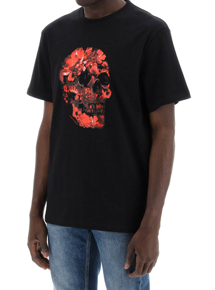 Alexander Mcqueen wax flower skull printed t-shirt