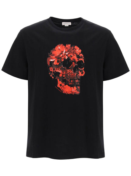 Alexander Mcqueen wax flower skull printed t-shirt