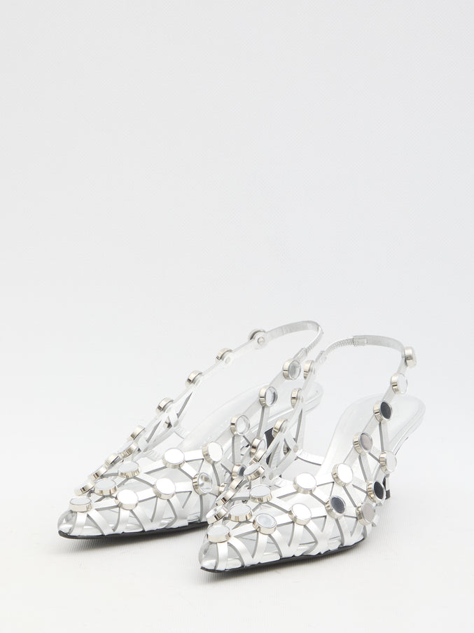The Attico Grid Slingback Pumps