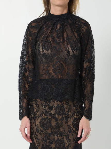 Self Portrait Black Lace Blouse Black
