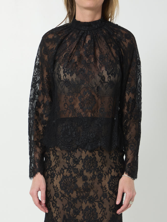 Self Portrait Black Lace Blouse Black