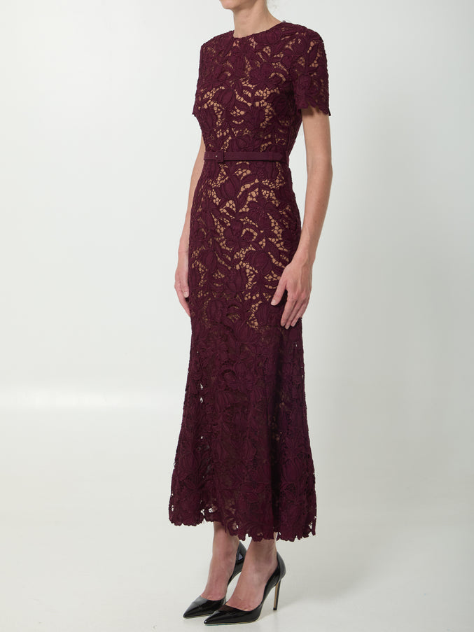 Self Portrait Burgundy Lace Midi Dress