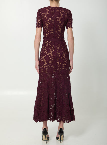Self Portrait Burgundy Lace Midi Dress